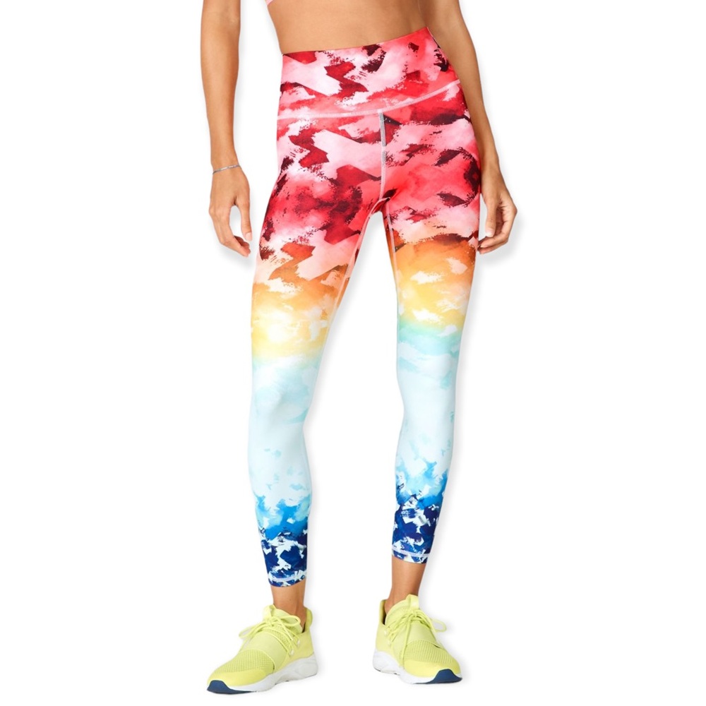 Fabletics Powerhold 7/8 Leggings Tidal Wave Pride High Waisted | Small